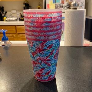 Lilly Pulitzer Lobster Print Pool Cups